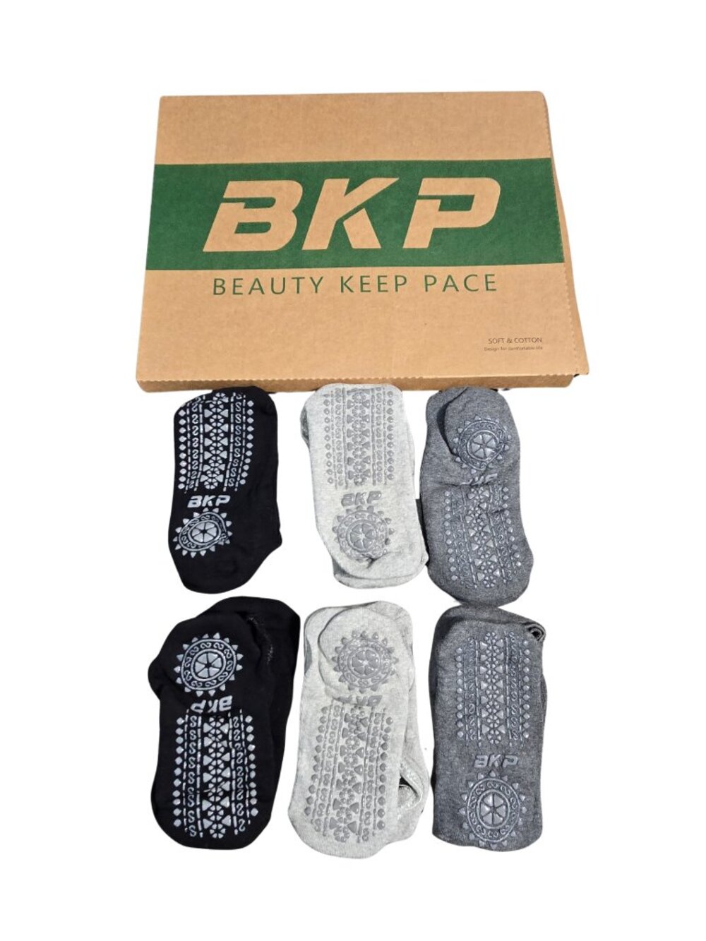 NIP | BKP 6 Pairs Non-Slip Yoga & Pilates Grip Socks 6-9